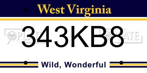 343KB8 West Virginia License Plate