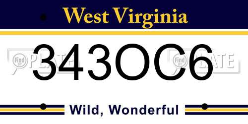 343OC6 West Virginia License Plate