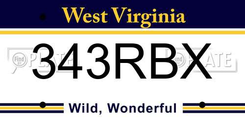 343RBX West Virginia License Plate