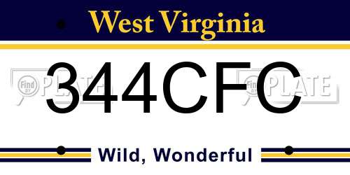 344CFC West Virginia License Plate