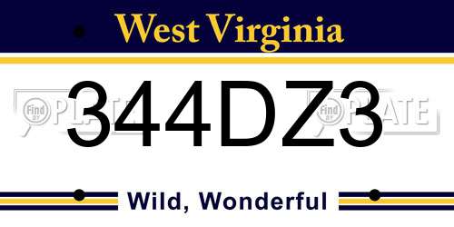 344DZ3 West Virginia License Plate