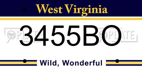 3455BO West Virginia License Plate