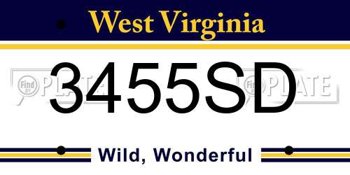 3455SD West Virginia License Plate
