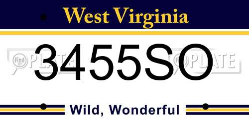 3455SO West Virginia License Plate
