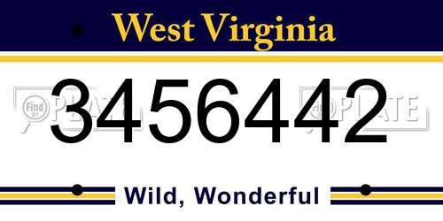 3456442 West Virginia License Plate