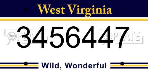 3456447 West Virginia License Plate
