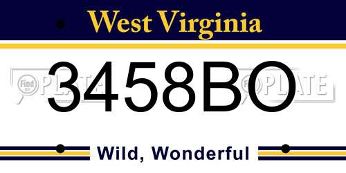 3458BO West Virginia License Plate