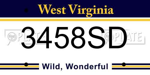 3458SD West Virginia License Plate