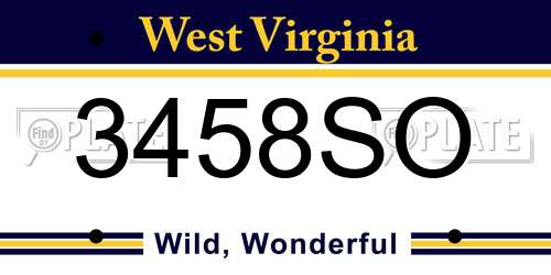 3458SO West Virginia License Plate