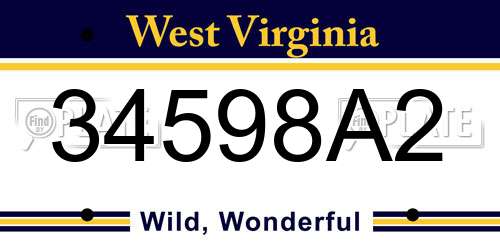 34598A2 West Virginia License Plate
