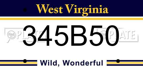 345B50 West Virginia License Plate
