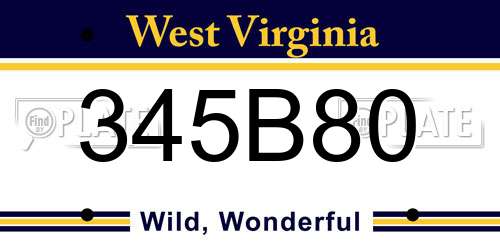 345B80 West Virginia License Plate