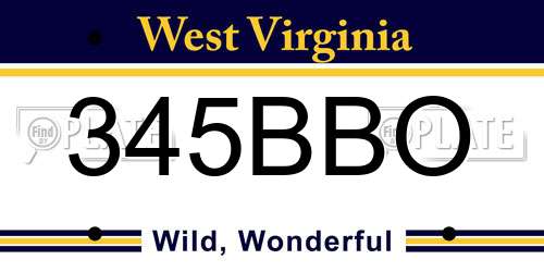 345BBO West Virginia License Plate