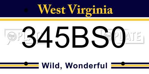 345BS0 West Virginia License Plate
