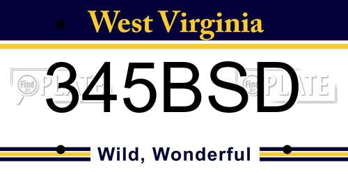 345BSD West Virginia License Plate