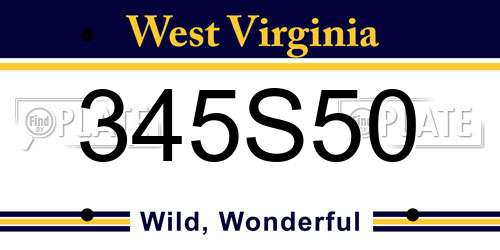 345S50 West Virginia License Plate