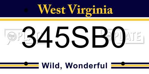 345SB0 West Virginia License Plate
