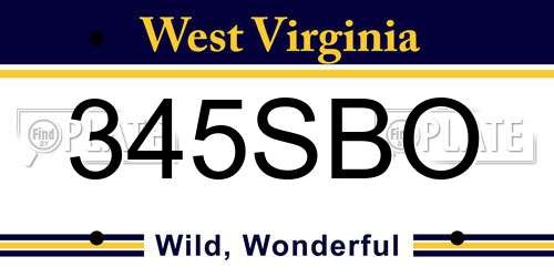 345SBO West Virginia License Plate