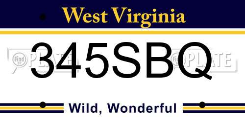 345SBQ West Virginia License Plate