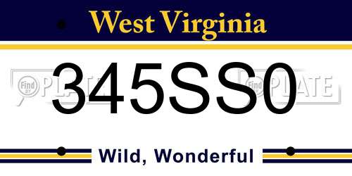 345SS0 West Virginia License Plate