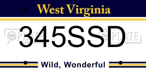 345SSD West Virginia License Plate