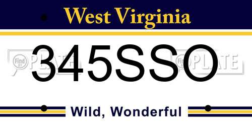 345SSO West Virginia License Plate