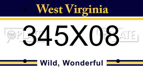 345X08 West Virginia License Plate