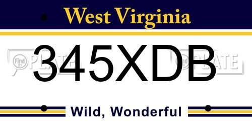 345XDB West Virginia License Plate