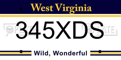 345XDS West Virginia License Plate