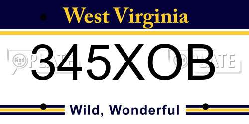 345XOB West Virginia License Plate