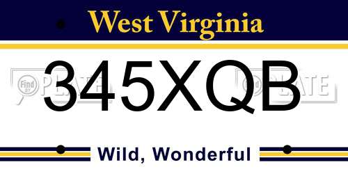 345XQB West Virginia License Plate