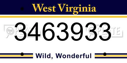 3463933 West Virginia License Plate