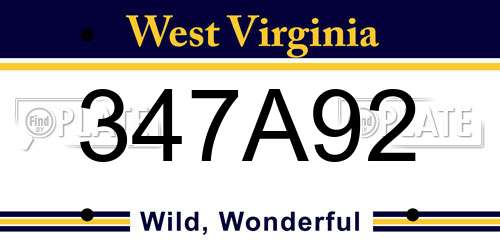 347A92 West Virginia License Plate