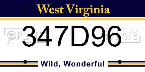 347D96 West Virginia License Plate