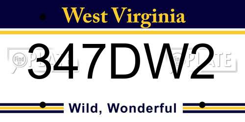 347DW2 West Virginia License Plate