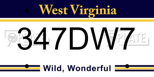 347DW7 West Virginia License Plate