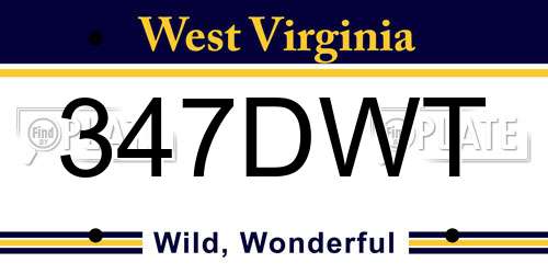 347DWT West Virginia License Plate