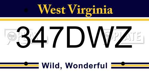 347DWZ West Virginia License Plate
