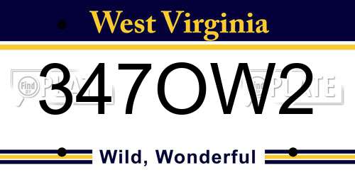 347OW2 West Virginia License Plate