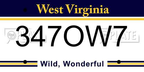 347OW7 West Virginia License Plate