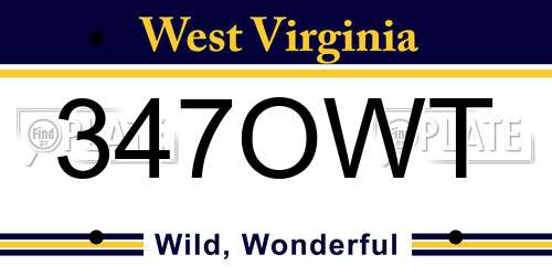 347OWT West Virginia License Plate
