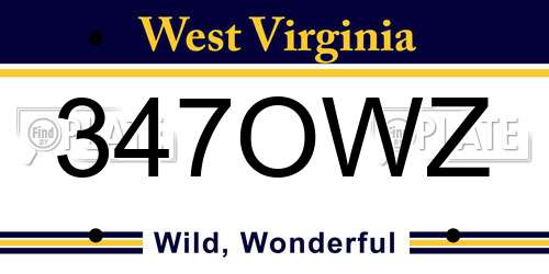 347OWZ West Virginia License Plate