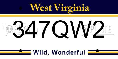 347QW2 West Virginia License Plate