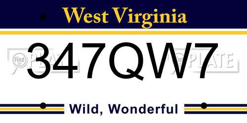 347QW7 West Virginia License Plate