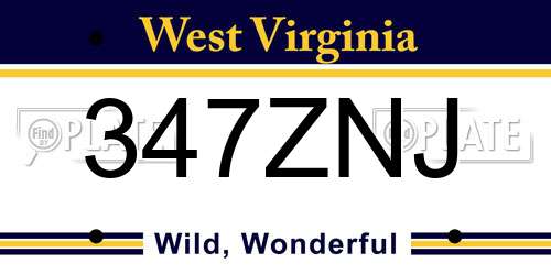 347ZNJ West Virginia License Plate