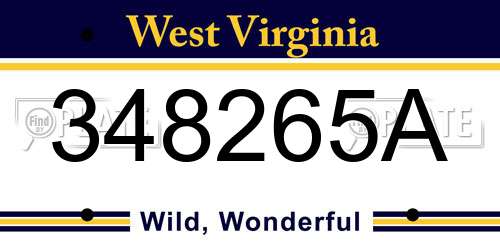 348265A West Virginia License Plate