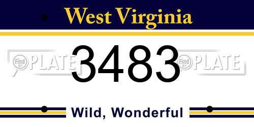 3483 West Virginia License Plate