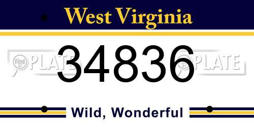 34836 West Virginia License Plate