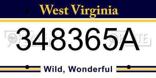 348365A West Virginia License Plate