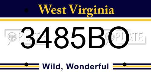 3485BO West Virginia License Plate